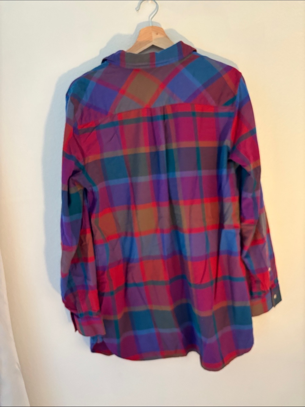 L.L. BEAN Signature Plaid Cotton Popover Tunic Vibrant Multicolor Plaid Large - Picture 8 of 8